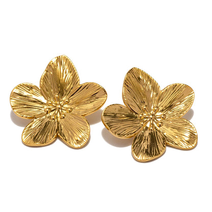 Boucles d'oreilles à tige fleur en acier inoxydable