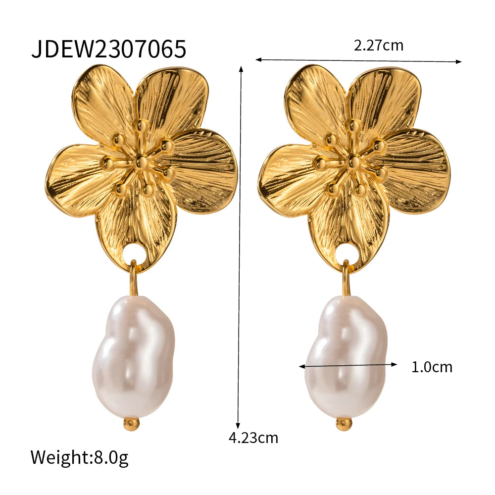 Boucles d'oreilles à tige fleur en acier inoxydable