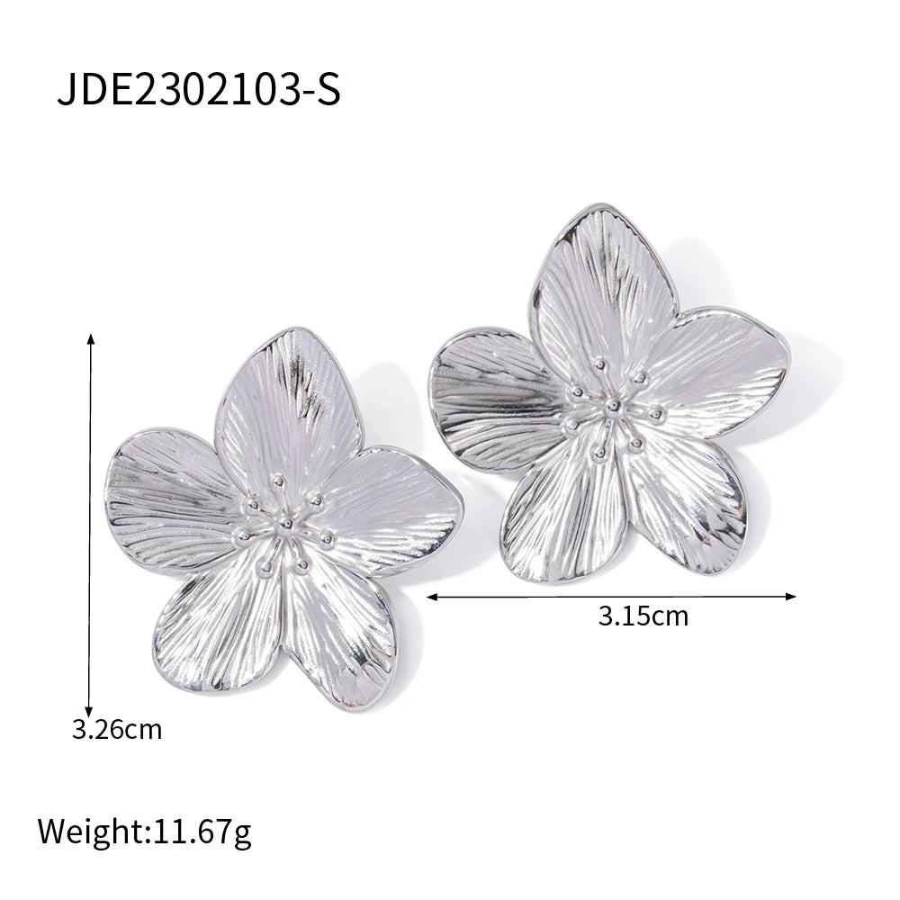 Boucles d'oreilles à tige fleur en acier inoxydable