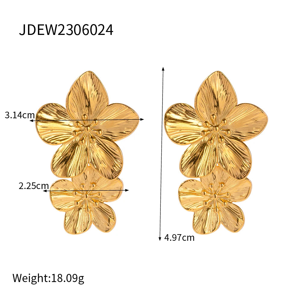 Boucles d'oreilles à tige fleur en acier inoxydable