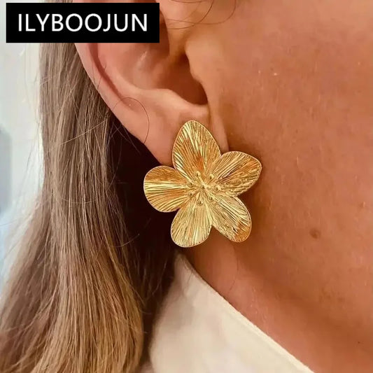 Boucles d'oreilles à tige fleur en acier inoxydable