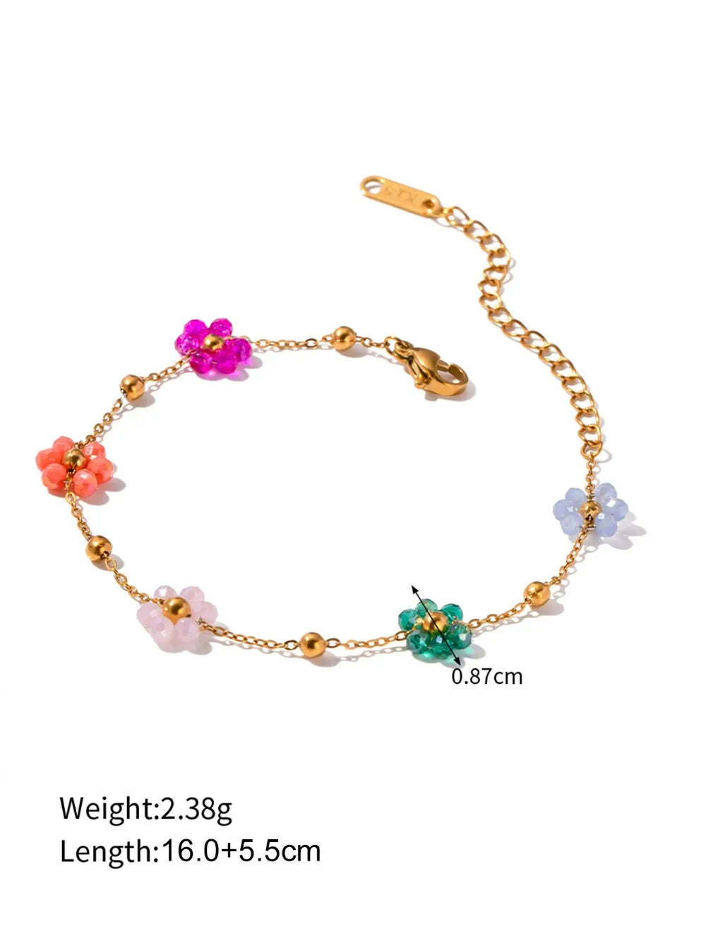 Collier avec pendentif fleur en cristal coloré