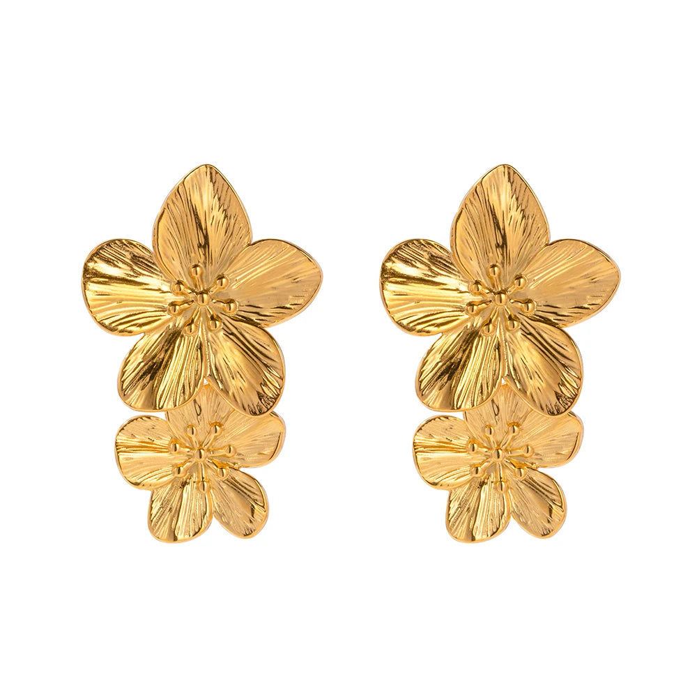 Boucles d'oreilles à tige fleur en acier inoxydable