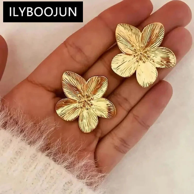 Boucles d'oreilles à tige fleur en acier inoxydable