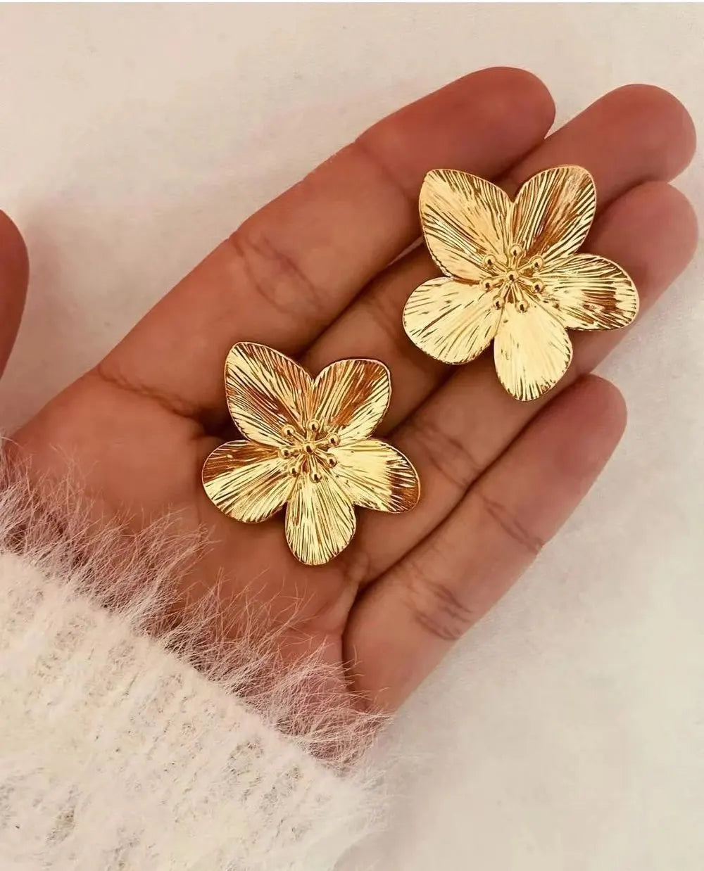 Boucles d'oreilles à tige fleur en acier inoxydable