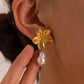 Boucles d'oreilles à tige fleur en acier inoxydable